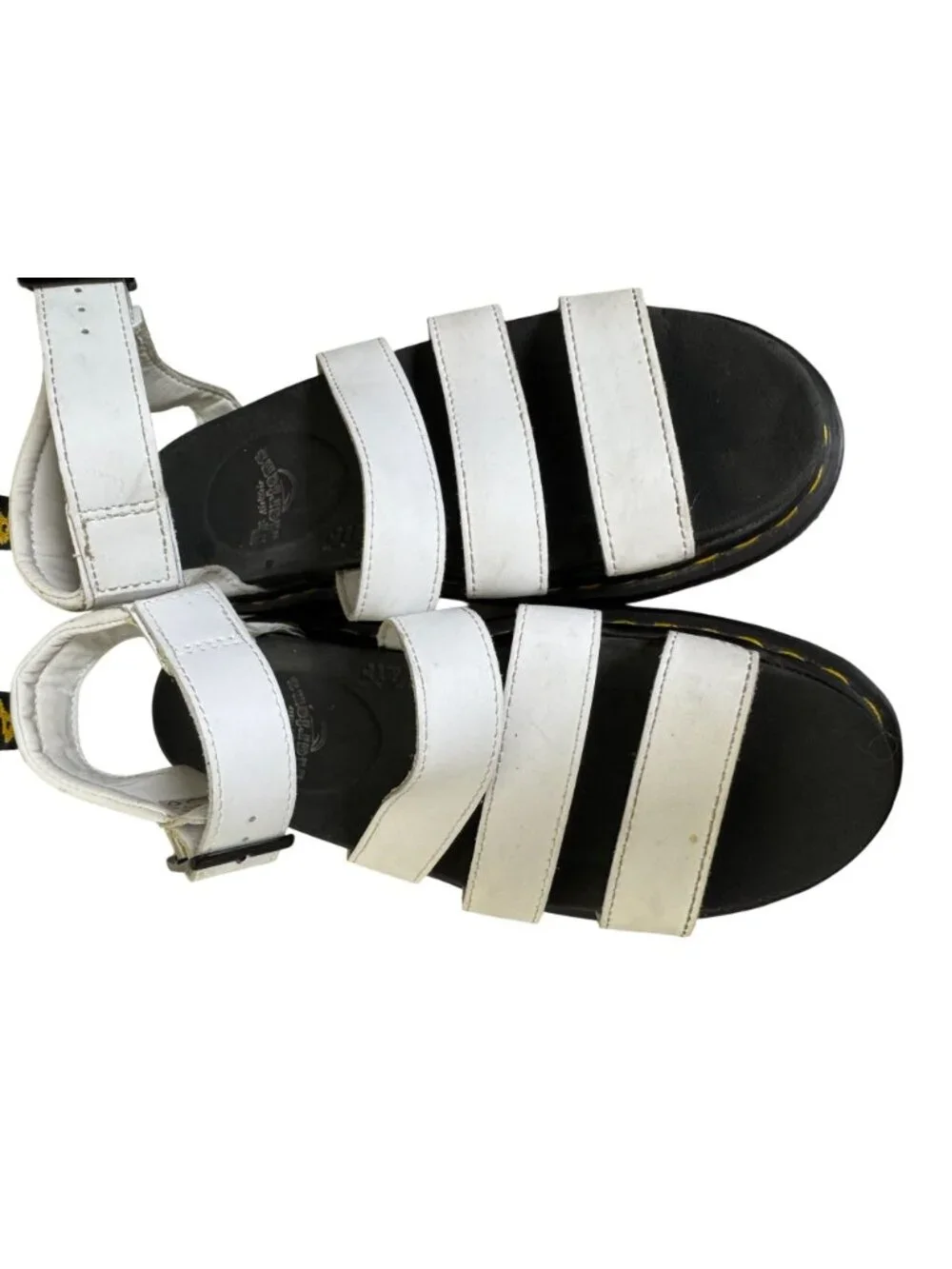 Dr. Martens Blaire White Hydro Leather Gladiator Sandals Women 8 Platform Chunky
